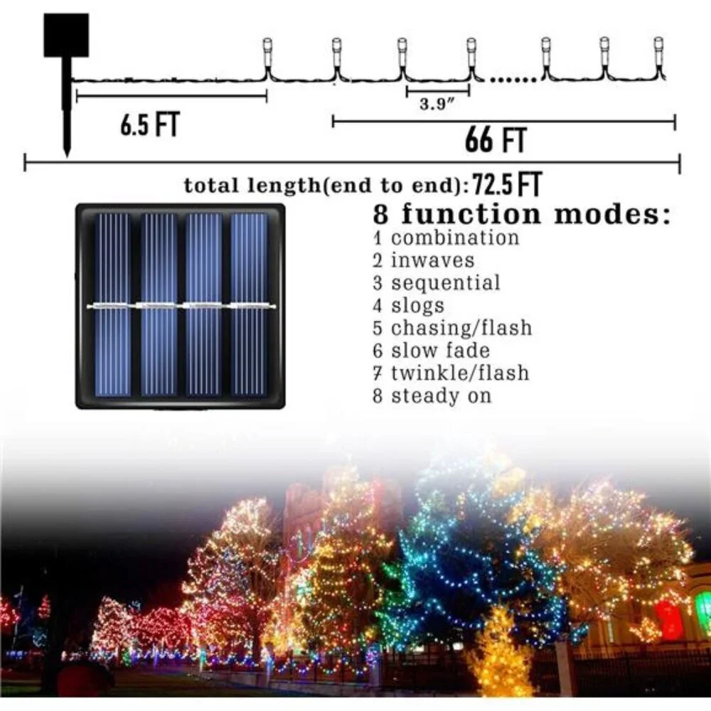 2Pack Total 400LED 132FT Halloween Solar String Outdoor Lights,8Modes Waterproof